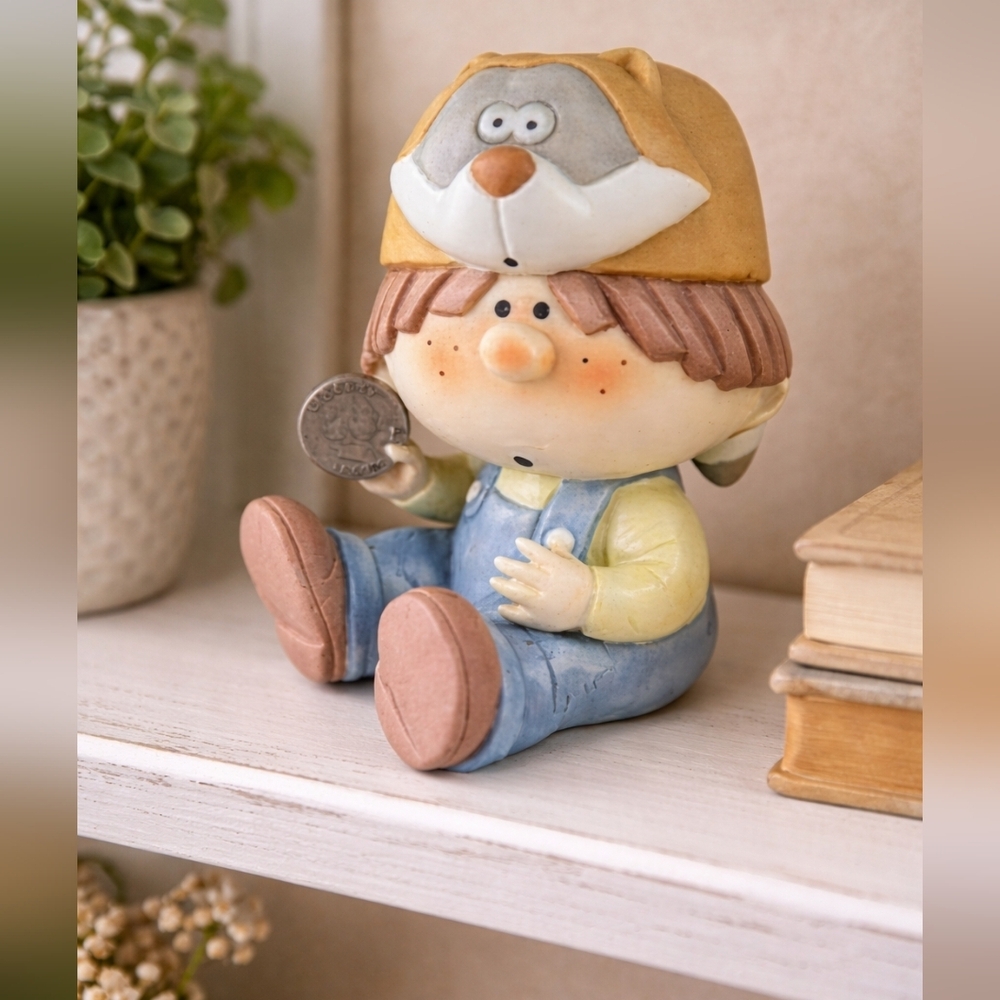 Vintage Bumpkins Boy Coin Bank | Fabrizio for George Good | 6.5” Ceramic Piggy